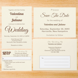 Ivory With Brown Text Wedding